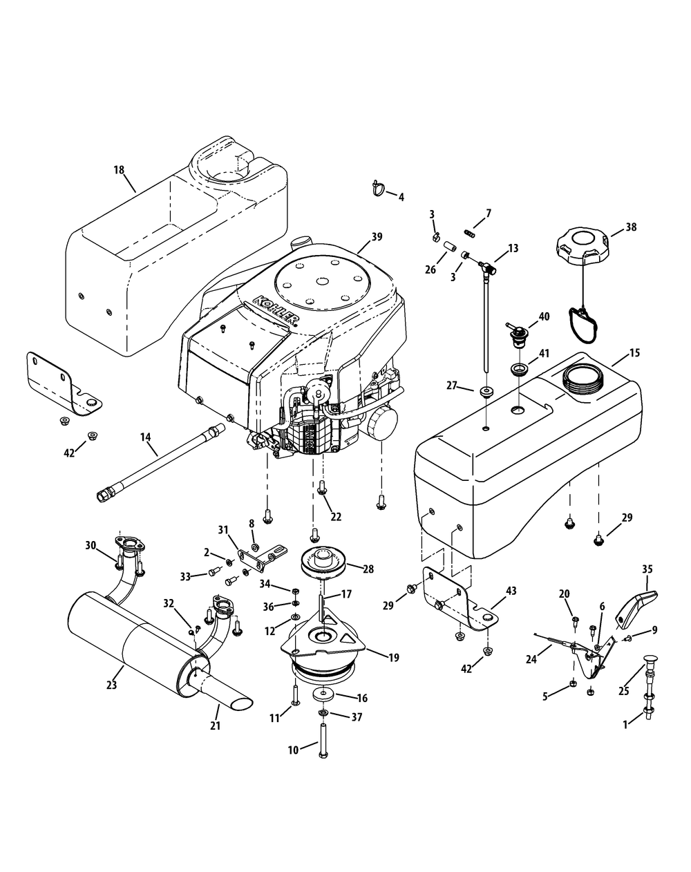Engine Accessories Diagram and Parts List for Z-FORCE54 (17BF3AGX-17BF3AGX010)(2012) Cub Cadet Lawn Tractor